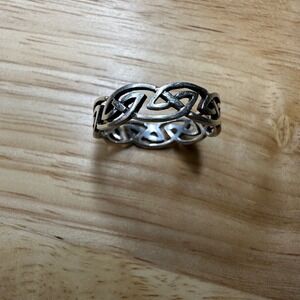 Vintage 925 Sterling Silver Celtic Knot Band Ring Eternity Openwork Size 10.5
